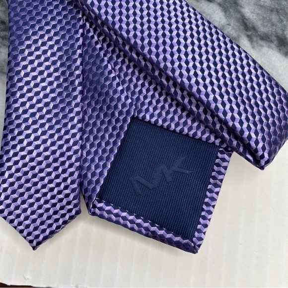 NWT Michael Kors Necktie Purple Geometric Silk Blend Jacquard 56" - Picture 5 of 6